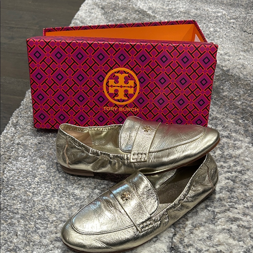 Tory Burch Metallic Gold Ballet Loafer